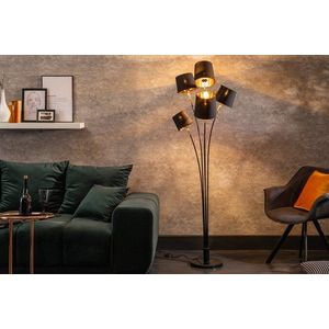 Stojací lampa LANSING Dekorhome Černá / zlatá obraz