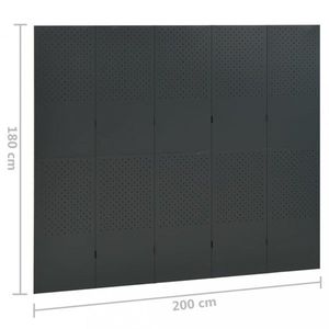 Paraván ocel antracit Dekorhome 200x180 cm (5-dílný) obraz