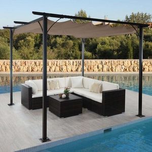 Pergola se stahovací střechou 3, 5x3, 5 m Dekorhome Šedohnědá taupe obraz