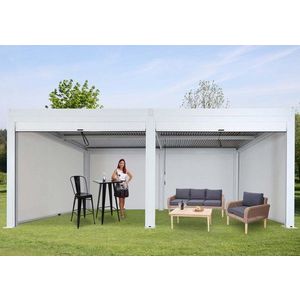 Bioklimatická pergola HWC-L46 3x6 s 6 bočními stěnami Bílá obraz