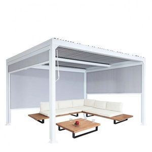 Bioklimatická pergola HWC-L41 3x3 se 3 bočními stěnami Bílá obraz