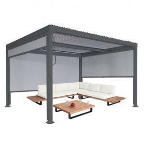 Bioklimatická pergola HWC-L41 3x3 se 3 bočními stěnami Antracit obraz