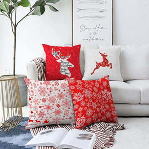 Sada 4 vánočních žinylkových povlaků na polštář Minimalist Cushion Covers Christmas Reindeer, 55 x 55 cm obraz