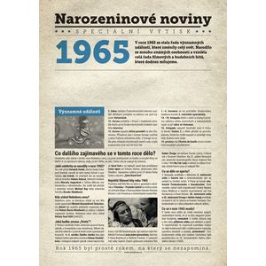 Narozeninové noviny 1965 s vlastním textem a fotografií, S textem obraz