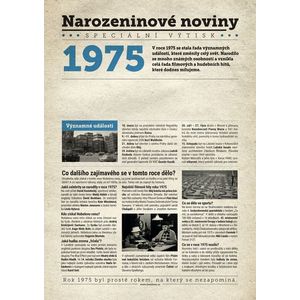 Narozeninové noviny 1975 s vlastním textem a fotografií, S textem obraz