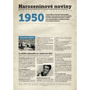 Narozeninové noviny 1950 s vlastním textem a fotografií, S textem obraz