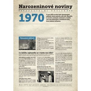 Narozeninové noviny 1970 s vlastním textem a fotografií, S textem obraz