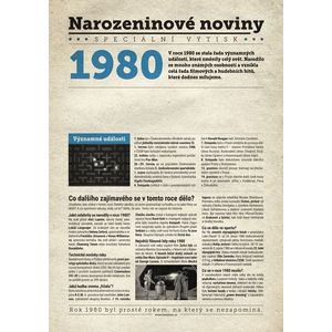 Narozeninové noviny 1980 s vlastním textem a fotografií, S textem obraz