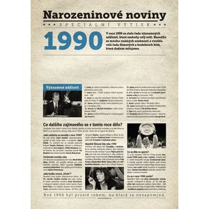 Narozeninové noviny 1990 s vlastním textem a fotografií, S textem obraz