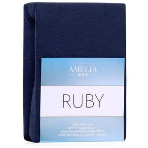 Froté prostěradlo s gumou AmeliaHome Ruby tmavě modré, velikost 100-120x200+30 obraz