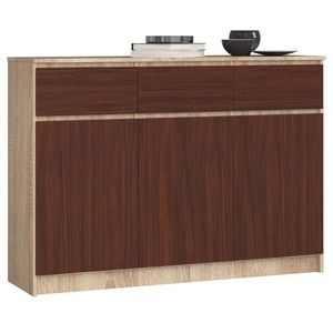 Ak furniture Komoda Karolína 140 cm 3 skříňky a 3 šuplíky /dub sonoma/wenge obraz