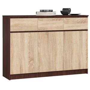 Ak furniture Komoda Karolína 140 cm 3 skříňky a 3 šuplíky wenge/sonoma obraz