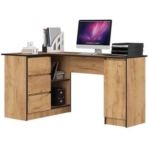 Ak furniture Rohový psací stůl B20 155 cm dub craft zlatý levý obraz