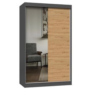 TP Living Šatní skříň Iga se zrcadlem 120 cm antracit/dub artisan obraz