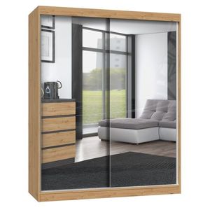 TP Living Šatní skříň se 2 zrcadly IGA 160 cm dub artisan obraz