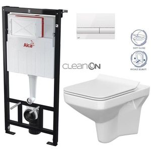 ALCADRAIN Sádromodul předstěnový instalační systém s bílým tlačítkem M1710 + WC CERSANIT CLEANON COMO + SEDÁTKO AM101/1120 M1710 CO1 obraz