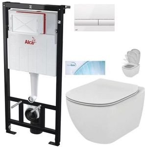 ALCADRAIN Sádromodul předstěnový instalační systém s bílým tlačítkem M1710 + WC Ideal Standard Tesi se sedátkem SoftClose, AquaBlade AM101/1120 M1710 TE1 obraz