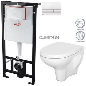 ALCADRAIN Sádromodul předstěnový instalační systém s bílým tlačítkem M1710 + WC CERSANIT ARTECO CLEANON + SEDÁTKO AM101/1120 M1710 AT1 obraz