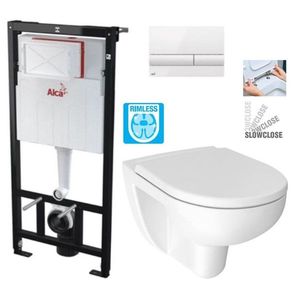 ALCADRAIN Sádromodul předstěnový instalační systém s bílým tlačítkem M1710 + WC JIKA LYRA PLUS RIMLESS + SEDÁTKO DURAPLAST SLOWCLOSE AM101/1120 M1710 LY2 obraz