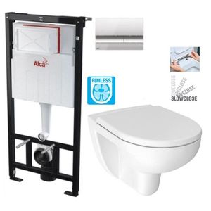 ALCADRAIN Sádromodul předstěnový instalační systém s chromovým tlačítkem M1721 + WC JIKA LYRA PLUS RIMLESS + SEDÁTKO DURAPLAST SLOWCLOSE AM101/1120 M1721 LY2 obraz