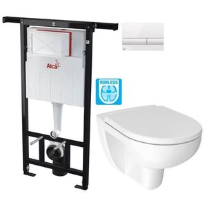 ALCADRAIN Jádromodul předstěnový instalační systém s bílým tlačítkem M1710 + WC JIKA LYRA PLUS RIMLESS + SEDÁTKO DURAPLAST AM102/1120 M1710 LY1 obraz