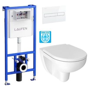 LAUFEN Rámový podomítkový modul CW1 SET s bílým tlačítkem + WC JIKA LYRA PLUS RIMLESS + SEDÁTKO DURAPLAST H8946600000001BI LY1 obraz