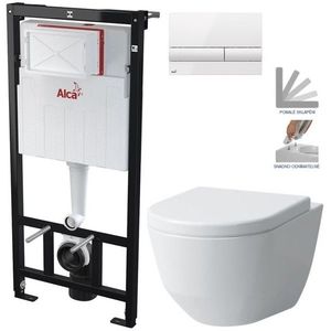 ALCADRAIN Sádromodul předstěnový instalační systém s bílým tlačítkem M1710 + WC LAUFEN PRO + SEDÁTKO AM101/1120 M1710 LP3 obraz