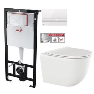 ALCADRAIN Sádromodul předstěnový instalační systém s bílým tlačítkem M1710 + WC INVENA TINOS + SEDÁTKO AM101/1120 M1710 NO1 obraz