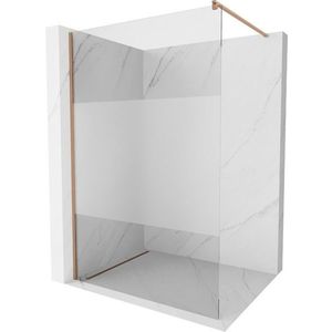 MEXEN/S Kioto Sprchová zástěna WALK-IN 90 x 200, transparent/dekor 8 mm, měď kartáčovaná 800-090-101-65-35 obraz