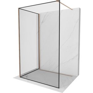 MEXEN/S Kioto Sprchová zástěna WALK-IN 90 x 70 cm, černý vzor, měď kartáčovaná 800-090-212-65-70-070 obraz