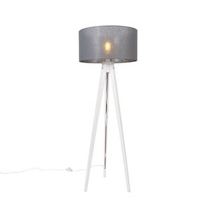 Moderní stojací lampa stativ bílá se šedým odstínem 50 cm - Tripod Classic obraz