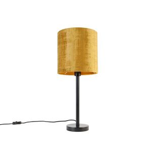 Moderní stolní lampa černá se stínidlem zlatá 25 cm - Simplo obraz