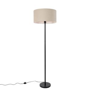 Stojací lampa černá se stínidlem světle hnědá 50 cm - Simplo obraz