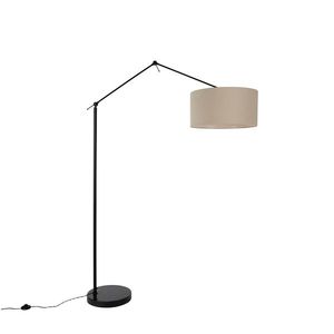 Stojací lampa černá se stínidlem světle hnědá 50 cm nastavitelná - Redaktor obraz