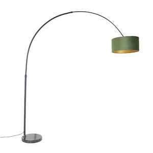 Oblouková lampa černá ssametovým stínítkem zelená se zlatem 50 cm - XXL obraz