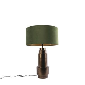 Stolní lampa ve stylu art deco bronzový sametový odstín zelený se zlatem 50cm - Bruut obraz