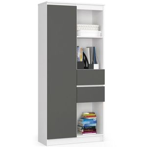 Ak furniture Knihovna R 80 cm CLP R15 bílá/grafitová obraz