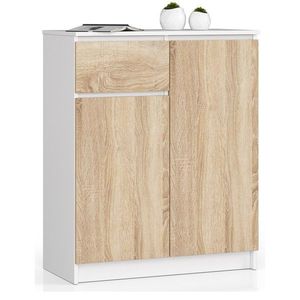 Ak furniture Komoda Kiara 80 cm 2 skříňky a 1 šuplík bílá/dub sonoma obraz