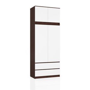 Ak furniture Šatní skříň s nástavcem Star 90 cm wenge/bílá obraz