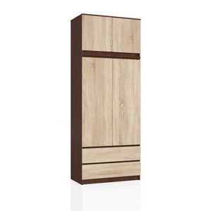 Ak furniture Šatní skříň s nástavcem Star 90 cm wenge/dub sonoma obraz