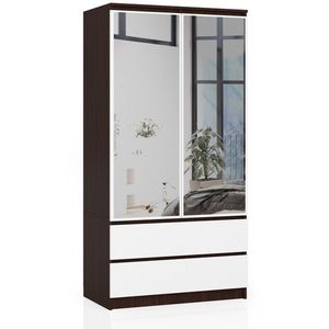 Ak furniture Šatní skříň Star se zrcadlem 90 cm wenge/bílá obraz