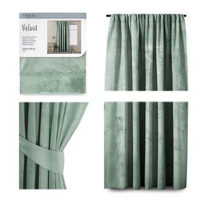 AmeliaHome Závěs Amelia Home Velvet s řasící páskou mátově zelený, velikost 140x245 obraz