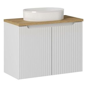 Comad Závěsná skříňka Nova White II s deskou a umyvadlem 80 cm bílá/dub coast evoke obraz