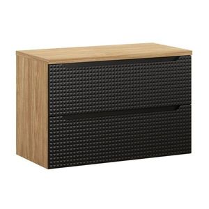 Comad Závěsná skříňka pod umyvadlo Luxor Black I s deskou 90 cm černá/dub olejovaný obraz