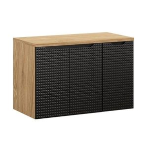 Comad Závěsná skříňka pod umyvadlo Luxor Black s deskou 90 cm černá/dub olejovaný obraz