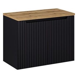 Comad Závěsná skříňka pod umyvadlo Nova Black II s deskou 80 cm černá/dub evoke obraz