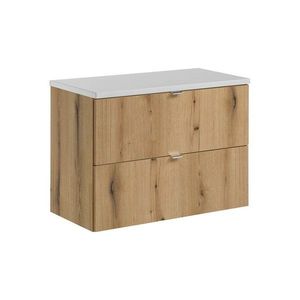 Comad Závěsná skříňka pod umyvadlo Nova Oak I s deskou 80 cm bílá/dub coast evoke obraz