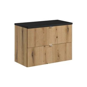 Comad Závěsná skříňka pod umyvadlo Nova Oak I s deskou 80 cm černá/dub coast evoke obraz