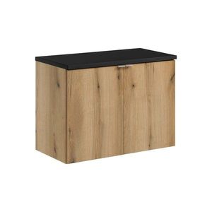 Comad Závěsná skříňka pod umyvadlo Nova Oak II s deskou 80 cm černá/dub coast evoke obraz