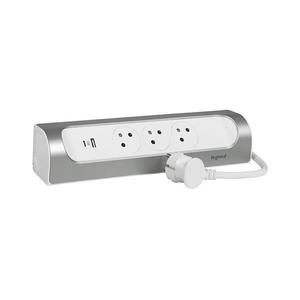 LEGRAND Legrand 049406 - Prodlužovací kabel 3Z Typ E + USB-A + USB-C 1m stříbrná/bílá obraz